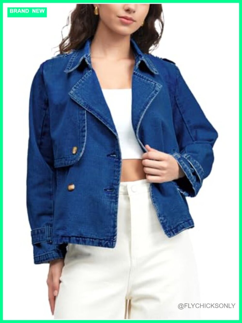 Double Breasted Denim Jacket Oversized Lapel Trench Coat
